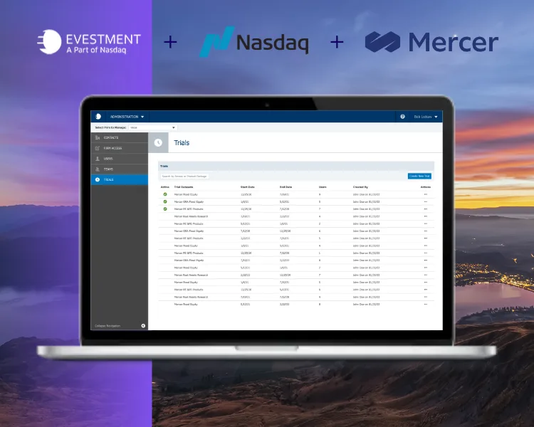 User admin trial access screen